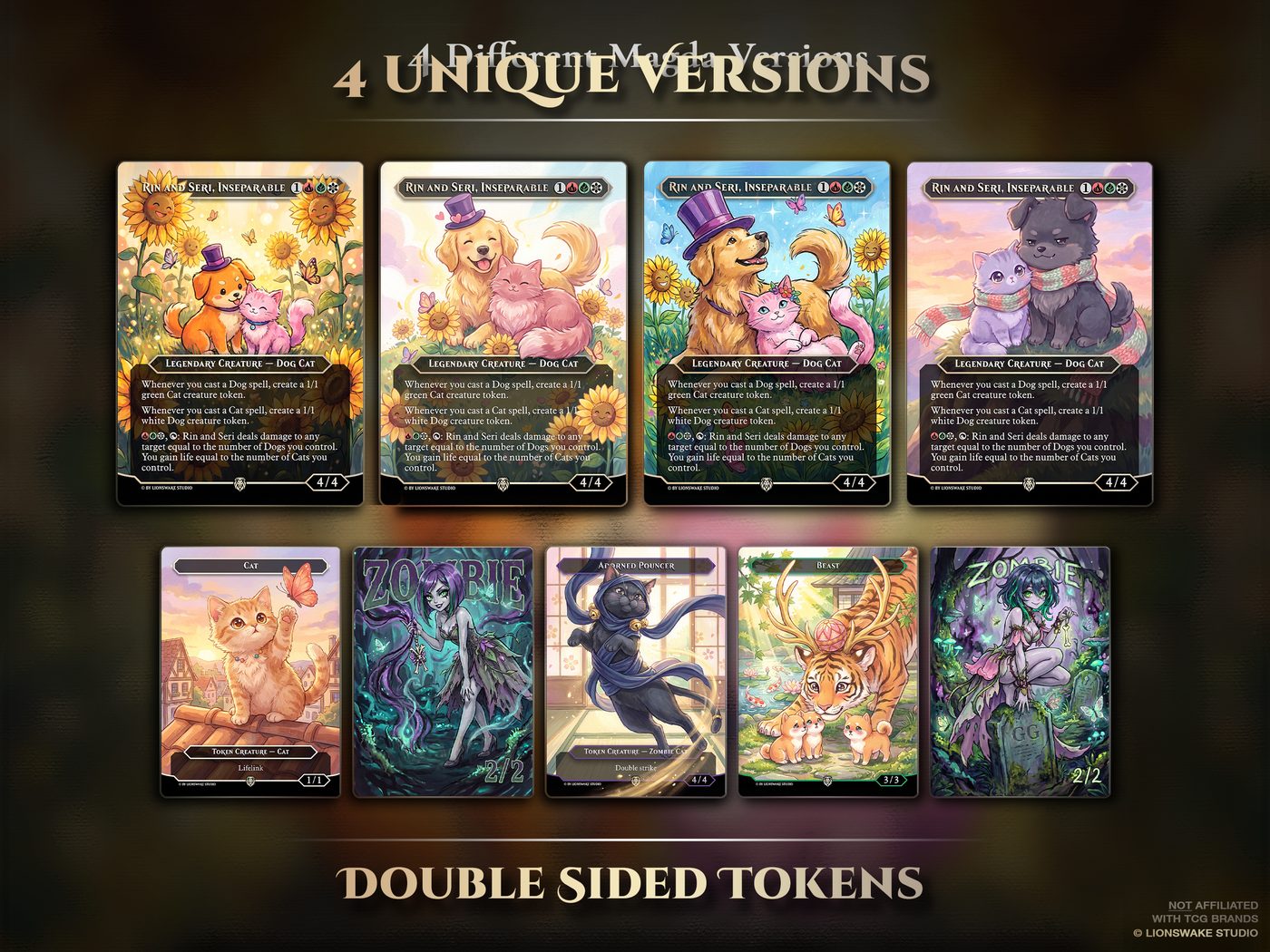 Rin & Seri Cats & Dogs Commander Deck — original artwork, view 2