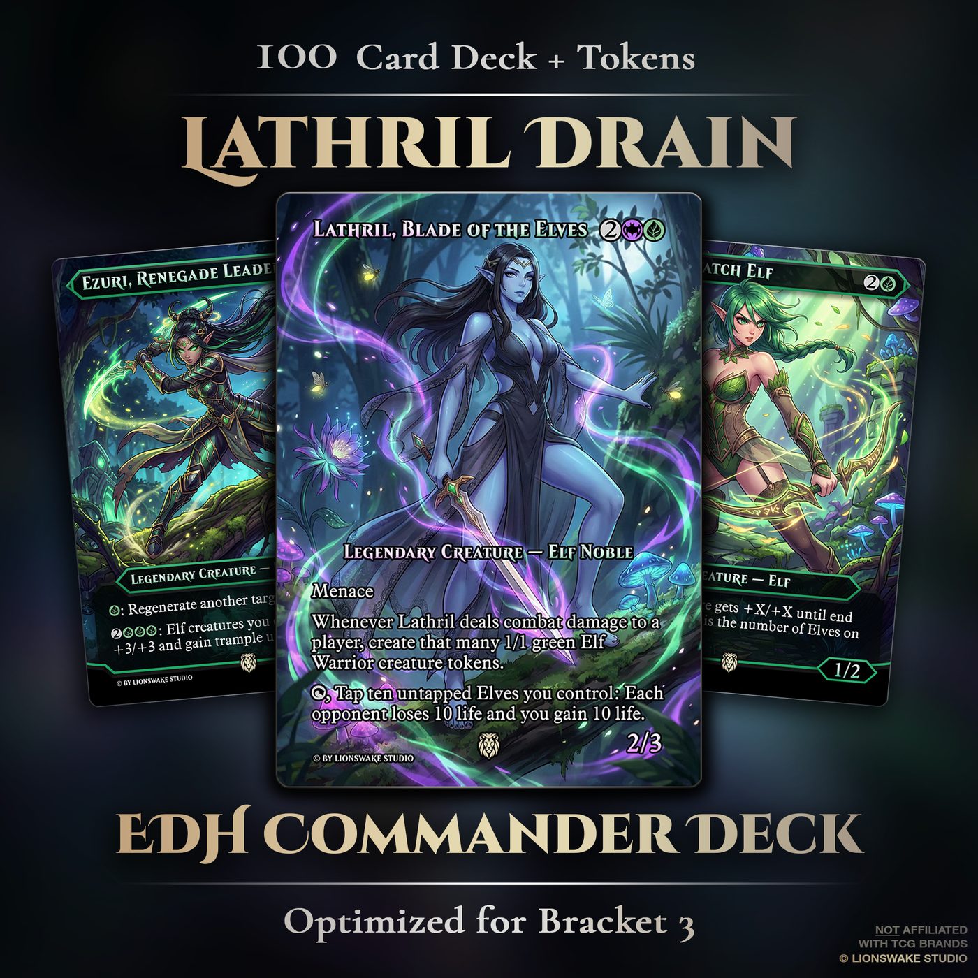 Lathril Elf Commander Deck — custom original card art